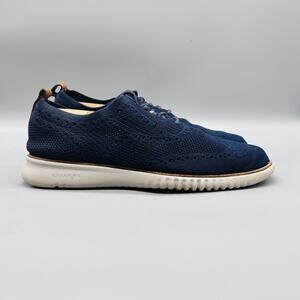 Cole Haan Shoes Men 11 Blue Knit OriginalGrand Stitchlite Wingtip Oxford Sneaker